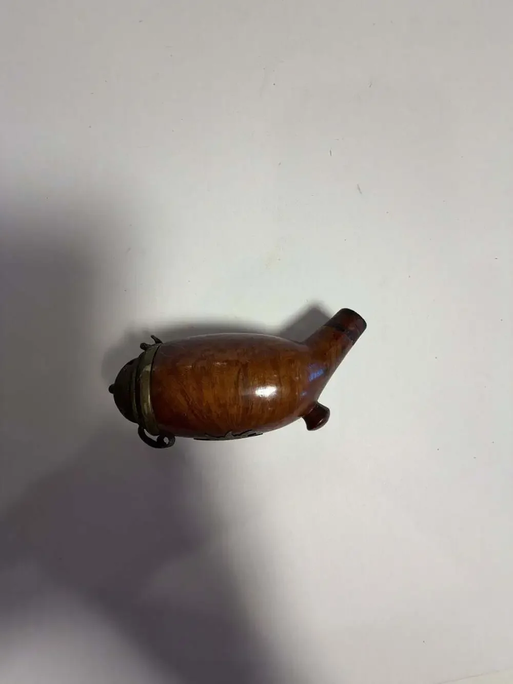 Vintage Hand-Carved Swiss Tobacco Pipe with Edelweiss Brass Inlay